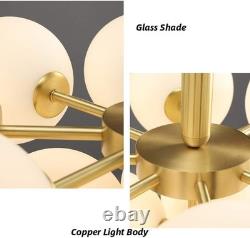 New Modern 13-Light Gold Bubble Chandelier Milk Glass Pendant Light