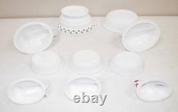 Nice! Vtg 5- WESTMORELAND Hens COVERED Milk Glass DISHES & LIDS LOT Split Tail