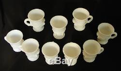 Nine Cambridge Glass Swan Milk Glass Punch Cups