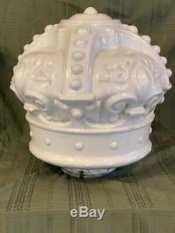 Old Standard Crown Gasoline/Oil Milk Glass Pump Globe 17X17 Inches 6 In Base