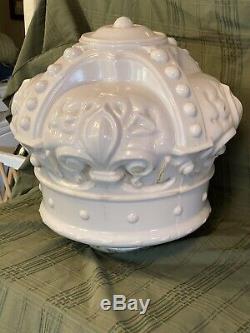 Old Standard Crown Gasoline/Oil Milk Glass Pump Globe 17X17 Inches 6 In Base