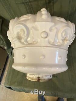 Old Standard Crown Gasoline/Oil Milk Glass Pump Globe 17X17 Inches 6 In Base