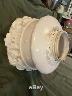 Old Standard Crown Gasoline/Oil Milk Glass Pump Globe 17X17 Inches 6 In Base