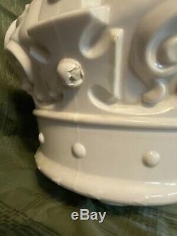 Old Standard Crown Gasoline/Oil Milk Glass Pump Globe 17X17 Inches 6 In Base