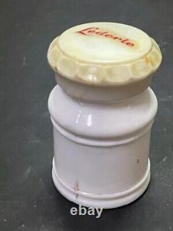 Old Vintage Rare Lederle White Milk Glass Pill Pharmacy Bottle With LID (l1)