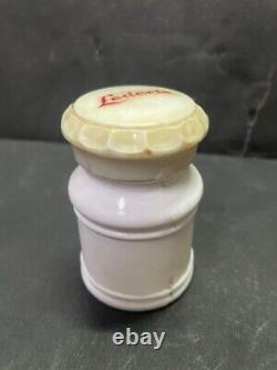 Old Vintage Rare Lederle White Milk Glass Pill Pharmacy Bottle With LID (l1)