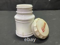 Old Vintage Rare Lederle White Milk Glass Pill Pharmacy Bottle With LID (l1)