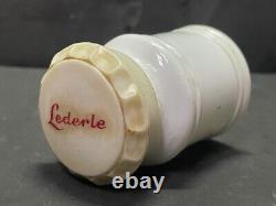 Old Vintage Rare Lederle White Milk Glass Pill Pharmacy Bottle With LID (l1)