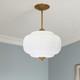Opal White Milk Glass Pendant Light 14 Inch, Vintage Hanging Light With Brass Fi