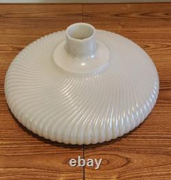 Opal White Milk Glass Torchiere Lamp Shade with Ribbed Swirling Pearl Pattern