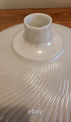 Opal White Milk Glass Torchiere Lamp Shade with Ribbed Swirling Pearl Pattern
