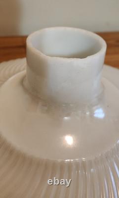 Opal White Milk Glass Torchiere Lamp Shade with Ribbed Swirling Pearl Pattern