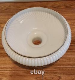 Opal White Milk Glass Torchiere Lamp Shade with Ribbed Swirling Pearl Pattern
