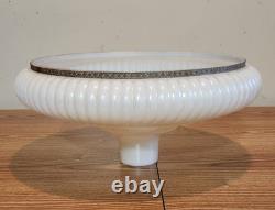 Opal White Milk Glass Torchiere Lamp Shade with Ribbed Swirling Pearl Pattern