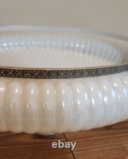 Opal White Milk Glass Torchiere Lamp Shade with Ribbed Swirling Pearl Pattern