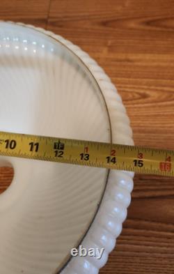 Opal White Milk Glass Torchiere Lamp Shade with Ribbed Swirling Pearl Pattern