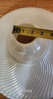 Opal White Milk Glass Torchiere Lamp Shade with Ribbed Swirling Pearl Pattern