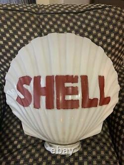 Original Shell Oil Milk Glass Clam Shell Gas Pump Top Globe