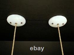 PAIR Vintage Antique White Milk Glass Shade Hanging Pendant Light Fixtures WIRED