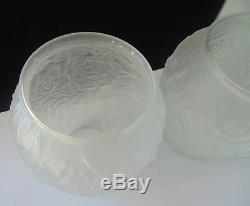 PAIR of ANTIQUE PHOENIX CONSOLIDATED GLASS LARGE VASE MILK GLASS EMBOSSED 10