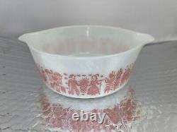 PINK PYREX Amish Butterprint #472 White with PINK 1 1/2 Pt Casserole Dish, No Lid