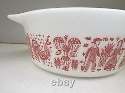 PINK PYREX Amish Butterprint #472 White with PINK 1 1/2 Pt Casserole Dish, No Lid