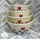Pristine! Vintage Fire King Oven Ware Nesting Tulip White Mixing Bowls Set Of 4