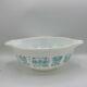 Py01-vtg Pyrex Amish Butterprint Cinderella Mixing Bowl #444 Turquoise On White