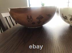 PYREX 4 Brown, White, Gold EARLY AMERICAN Cinderella Mixing Bowl Set 4