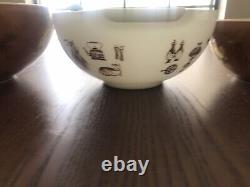 PYREX 4 Brown, White, Gold EARLY AMERICAN Cinderella Mixing Bowl Set 4