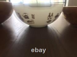 PYREX 4 Brown, White, Gold EARLY AMERICAN Cinderella Mixing Bowl Set 4