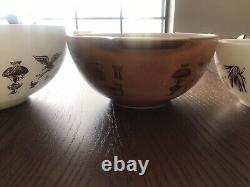 PYREX 4 Brown, White, Gold EARLY AMERICAN Cinderella Mixing Bowl Set 4