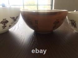 PYREX 4 Brown, White, Gold EARLY AMERICAN Cinderella Mixing Bowl Set 4