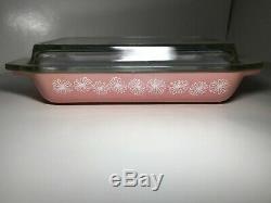 PYREX Flamingo PINK DAISY Space Saver 1-1/4 Qt Casserole Dish with Lid Vintage