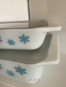 PYREX Glass Snowflake Space Saver Casserole Dish Set 575 / 548 Vintage