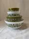 Pyrex Green Spring Blossom Crazy Daisy Mixing Bowls 401-404