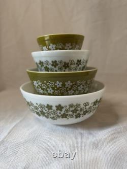 PYREX Green spring blossom Crazy Daisy mixing bowls 401-404