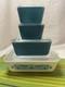 Pyrex Horizon Blue Refrigerator, Lid 8 Pieces Complete Set #501, 502, 503 (b)