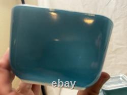 PYREX HORIZON BLUE Refrigerator, Lid 8 pieces complete Set #501, 502, 503 (B)