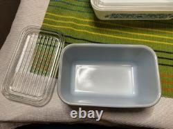 PYREX HORIZON BLUE Refrigerator, Lid 8 pieces complete Set #501, 502, 503 (B)