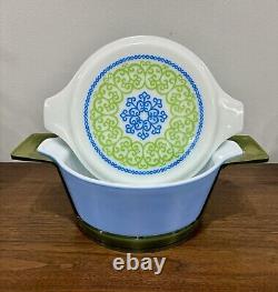 PYREX Ocean Filigree 1973 Promotional Casserole With Ultra Rare Original Cradle