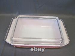 PYREX Pink White SCROLL Vintage SPACE SAVER Lidded Covered Holder CRADLE 575-B