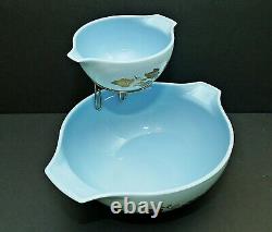 PYREX Vintage GOLDEN GRAPES Chip Dip Set Including Bracket EXCELLENT CONDITION