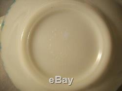 PYREX Vntg AMISH BUTTERPRINT ROOSTER WHITE TURQUOISE NESTING MIXING BOWLS