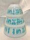 Pyrex White Turquoise Amish Butterprint Set Of 3 Mixing Bowls 401 402 403