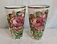 Pair 12 Hand Painted Floral Milk Glass Vase Vases Deluxe Inc Usa Signed Almo