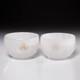 Pair (2) Antique French White Opaline Milk Glass Faceted Bowls With Gilt Monograms