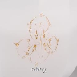Pair (2) Antique French White Opaline Milk Glass Faceted Bowls with Gilt Monograms