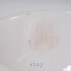 Pair (2) Antique French White Opaline Milk Glass Faceted Bowls with Gilt Monograms