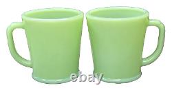 Pair Fire King Jadeite Jadite Green Milk Glass Philbe Wannabe Flat Bottom Mugs